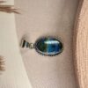 IMG_1791 Electric Blue-Flash Oval Labradorite Pendant | German Silver