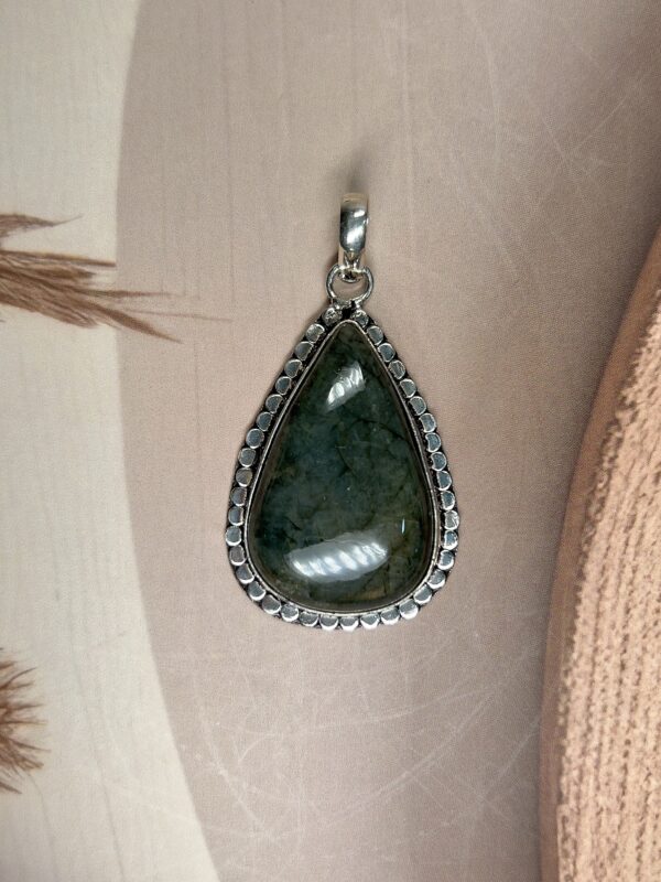 Golden-Flash Teardrop Labradorite Pendant | German Silver