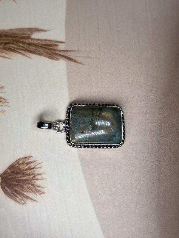 IMG_1814 Golden-Flash Rectangular Labradorite Pendant | German Silver