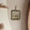 Golden Rutile Quartz Square Pendant | German Silver