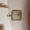 Golden Rutile Quartz Square Pendant | German Silver