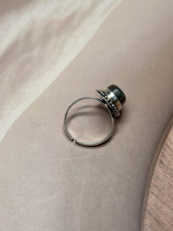 Regal Oval Amber Flash Labradorite Ring | German Silver