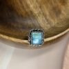 Square Blue-Green Flash Labradorite Ring | German Silver