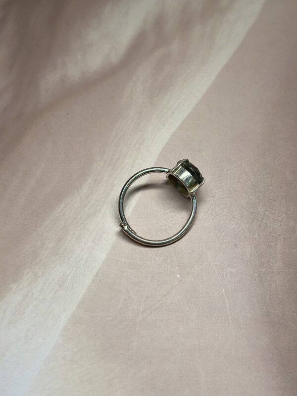 Faceted Electric-Blue Flash Labradorite Ring | German Silver