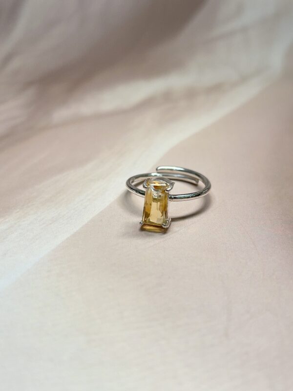 Baguette Cut Citrine Ring | Adjustable | German Silver
