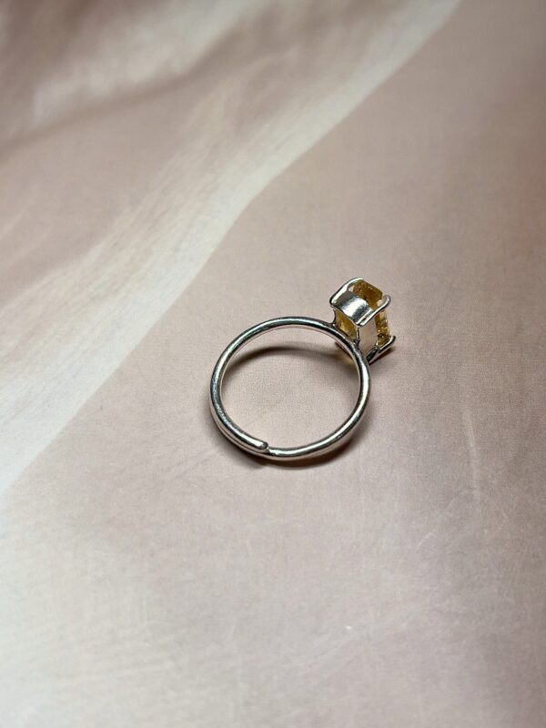 Baguette Cut Citrine Ring | Adjustable | German Silver