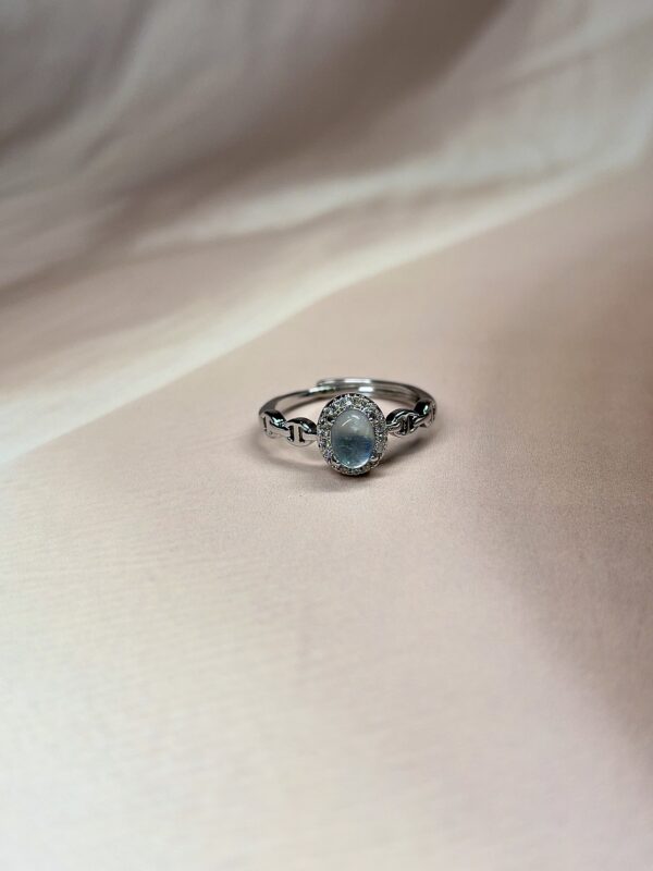 Premium Cabochon Aquamarine Ring | German Silver | Aqua Blue