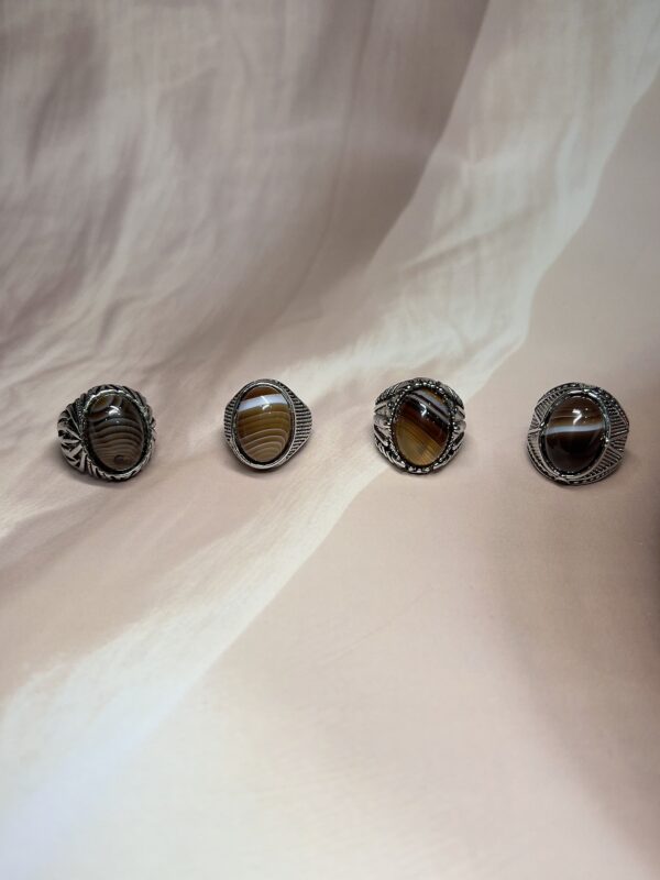 Earthbound Black Agate/ Sulemani Hakik Rings | 4 Styles | German Silver