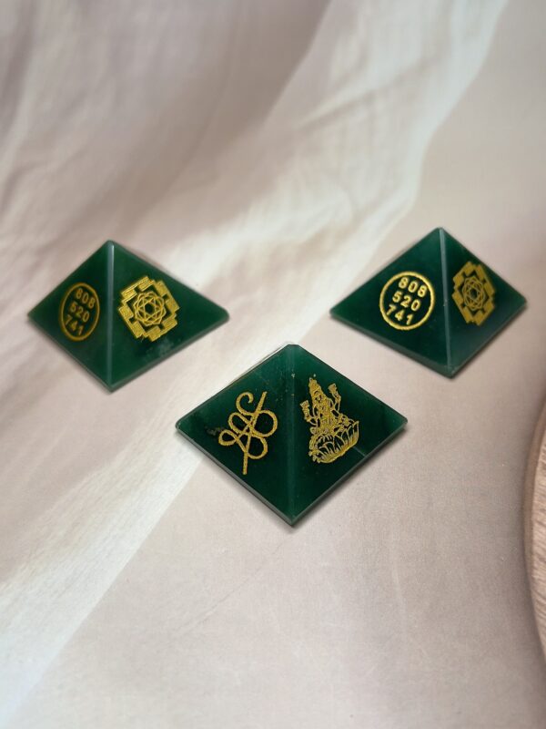 Green Jade Lakshmi Abundance Pyramid | 43 GM | Shree Yantra & Prosperity Symbols