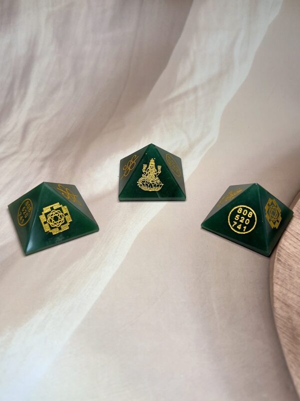 Green Jade Lakshmi Abundance Pyramid | 43 GM | Shree Yantra & Prosperity Symbols