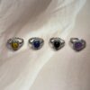 Ornate Aura Crystal Rings | 8 Natural Crystal Options | German Silver