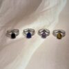 Lotus Drop Crystal Rings | 8 Natural Crystal Options | German Silver
