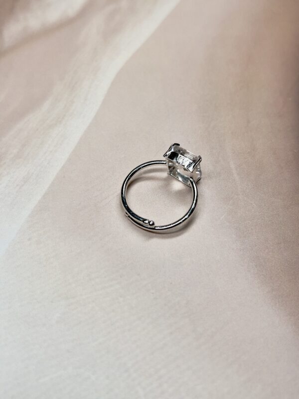 Princess Cut Clear Quartz Ring | Adjustable | German Silver