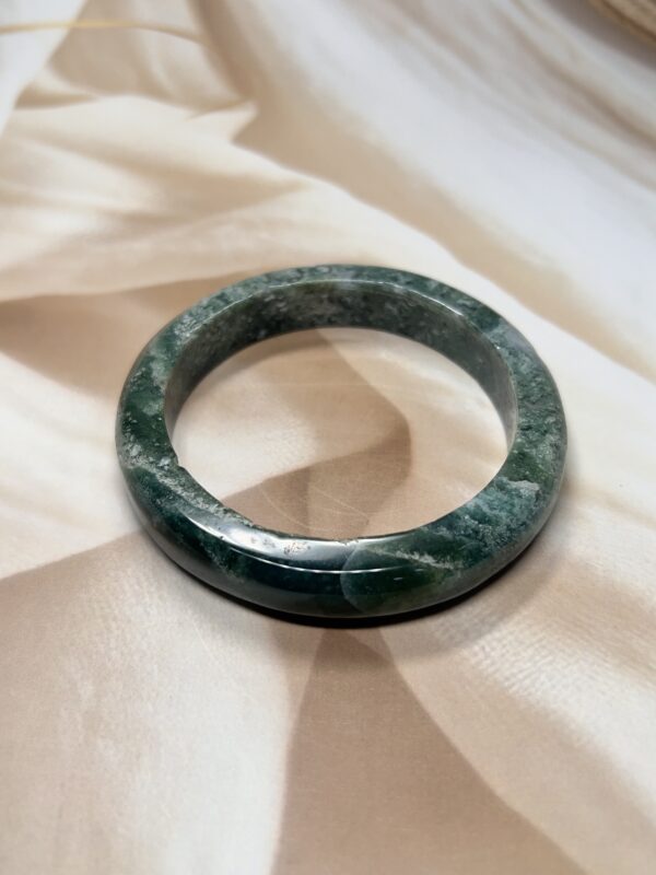 Exclusive Full Moss Agate Crystal Bangle | 6.3 CM