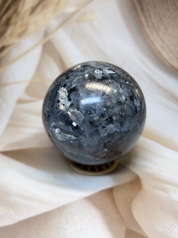 IMG_2269 Premium Flashy Larvikite Sphere | 460 GM | 6.9 CM