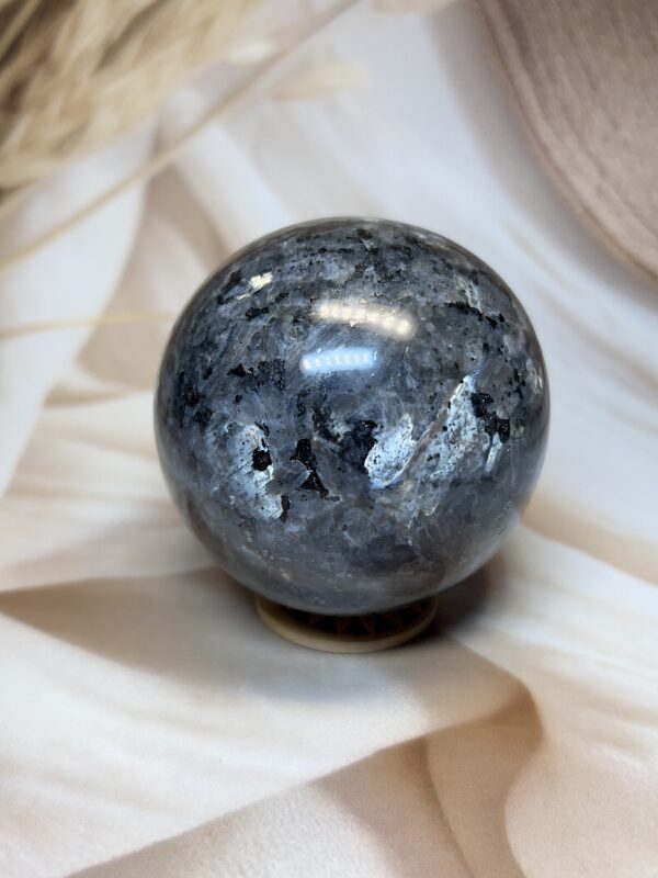 IMG_2271 Premium Flashy Larvikite Sphere | 484 GM | 6.98 CM