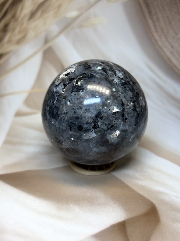 IMG_2276 Premium Flashy Larvikite Sphere | 484 GM | 6.98 CM