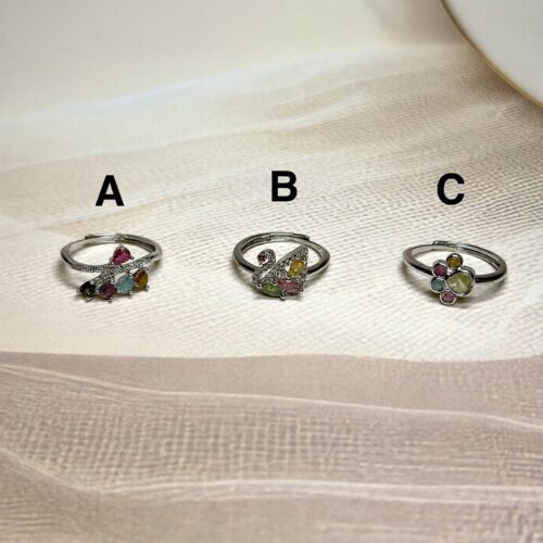 Artisanal Multi-Tourmaline Rings | 3 Variations | Adjustable | German Silver