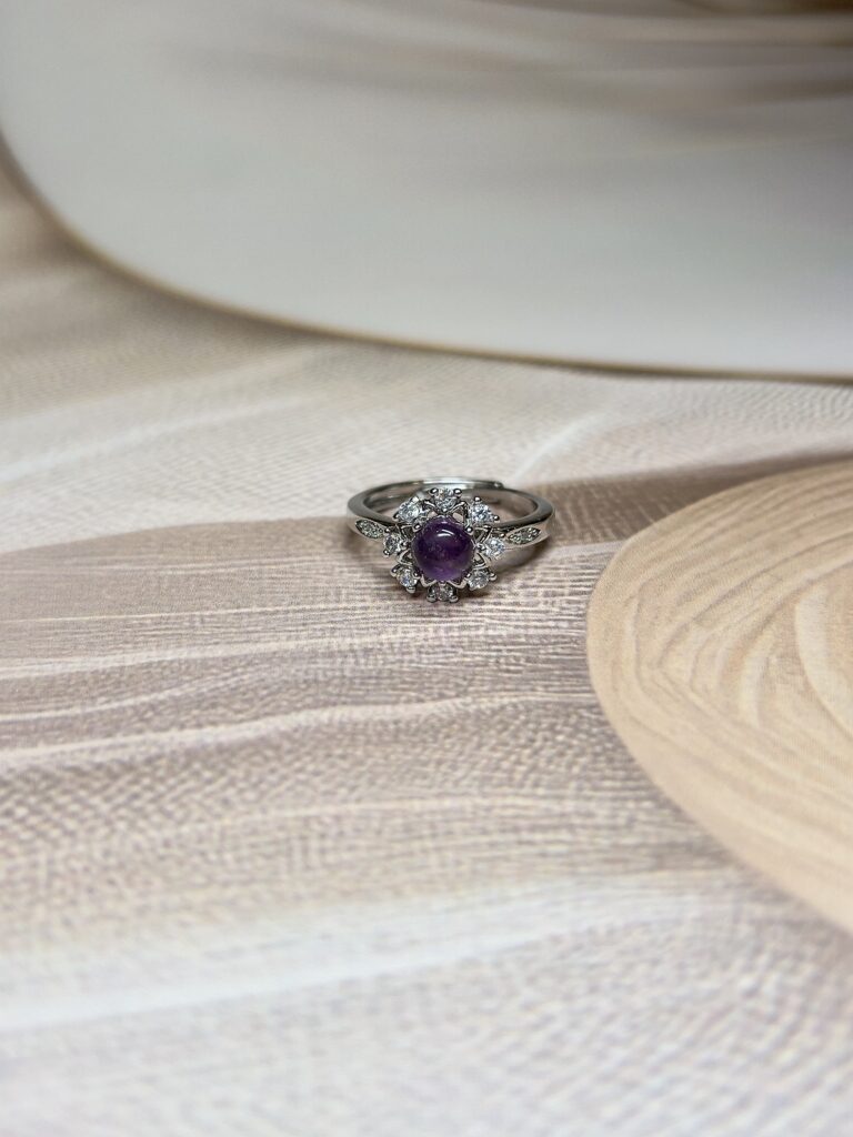 Victorian Amethyst Ring | Adjustable | German Silver – manikacrystals.in