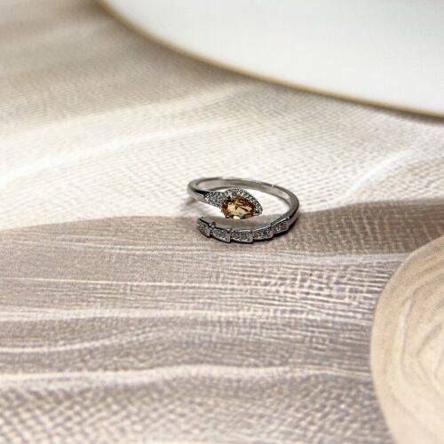 Citrine Snake Ring | Adjustable | German Silver