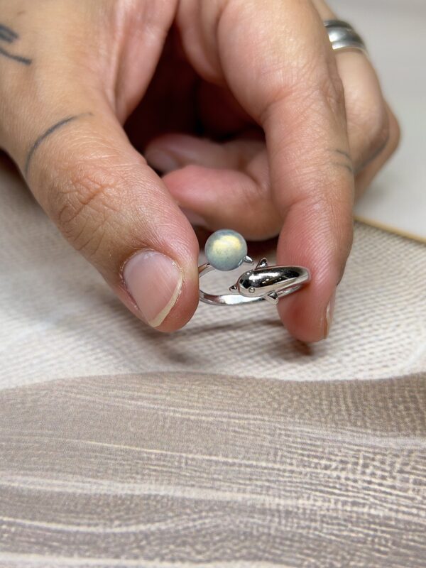 IMG_2514 Golden Labradorite Dolphin Ring | Adjustable | German Silver