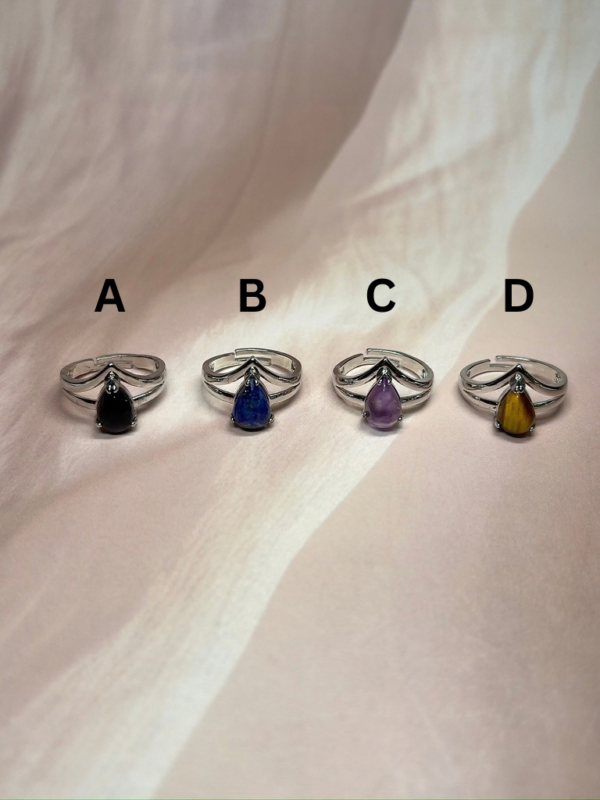 Blooming Heart Crystal Rings | 6 Natural Crystal Options | German Silver