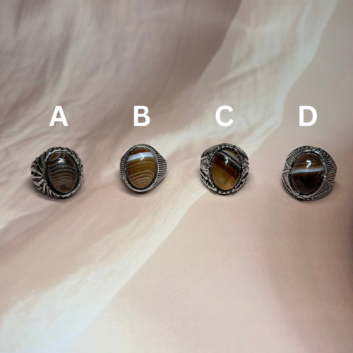 Earthbound Black Agate/ Sulemani Hakik Rings | 4 Styles | German Silver
