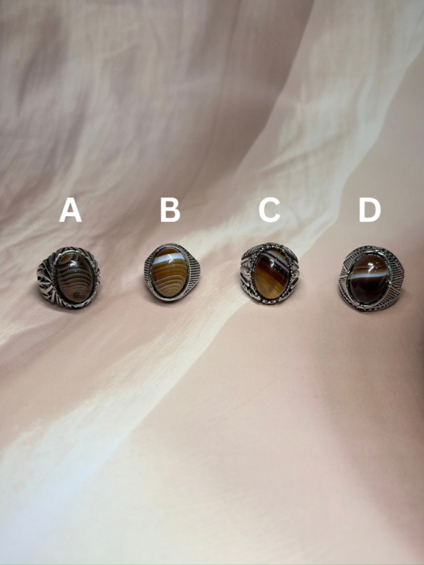 Earthbound Black Agate/ Sulemani Hakik Rings | 4 Styles | German Silver